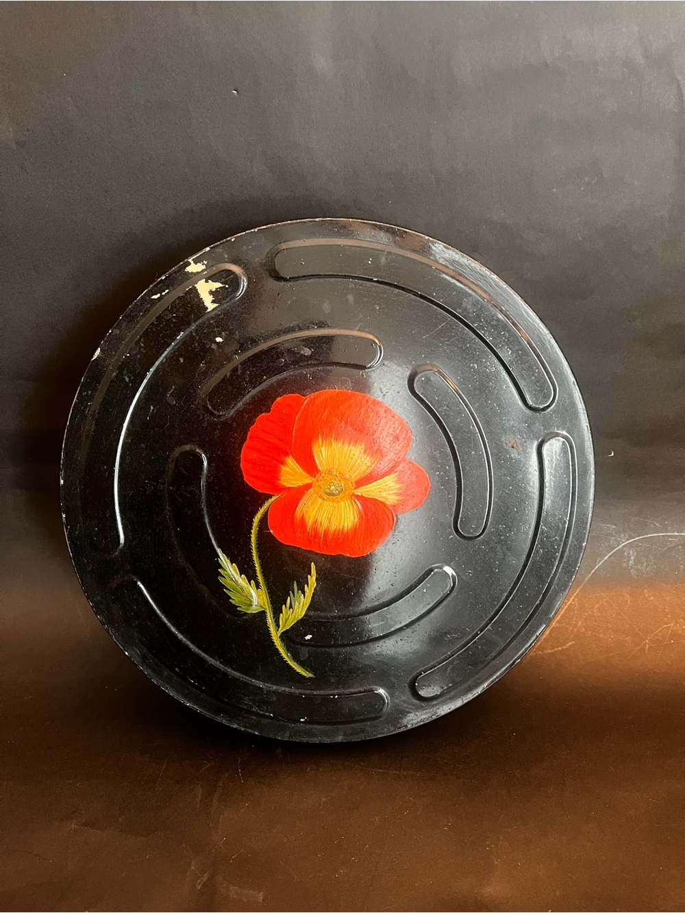 Hand-Painted Red Poppy Decorative Tin Lid